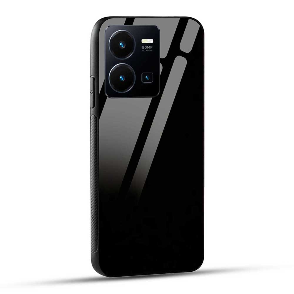 VIVO Y35 Back Cover Solid Black Glass Case