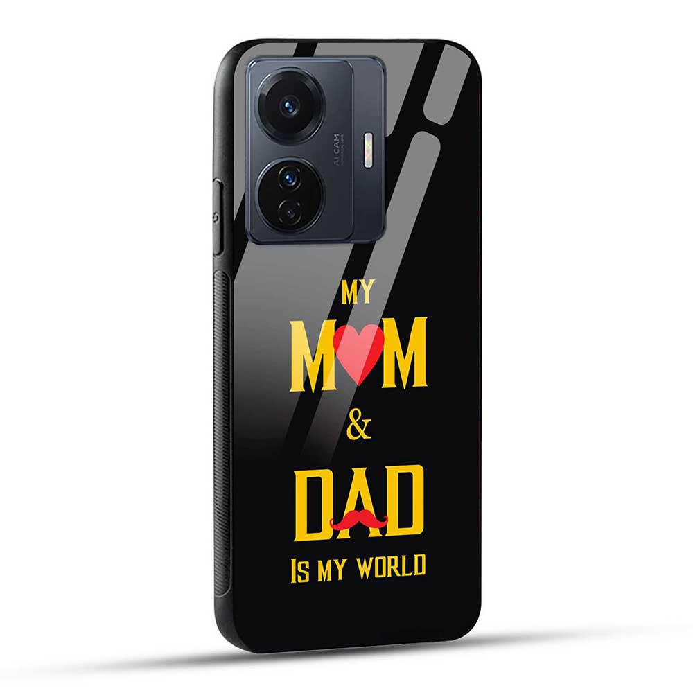 Vivo T1 Pro 5G / iQOO Z6 Pro 5G Back Cover Mom Dad is My World Glass Case