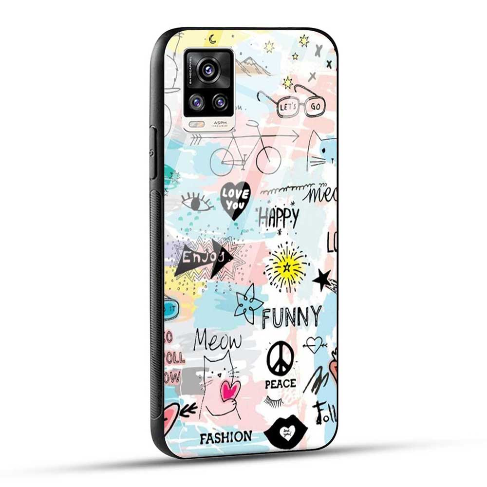 Vivo V20 Back Cover Fancy Glass Case