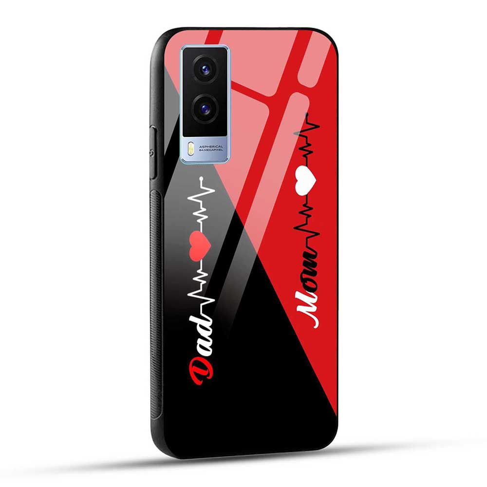 Vivo V21e 5G Back Cover Mom Dad Red Black Glass Case