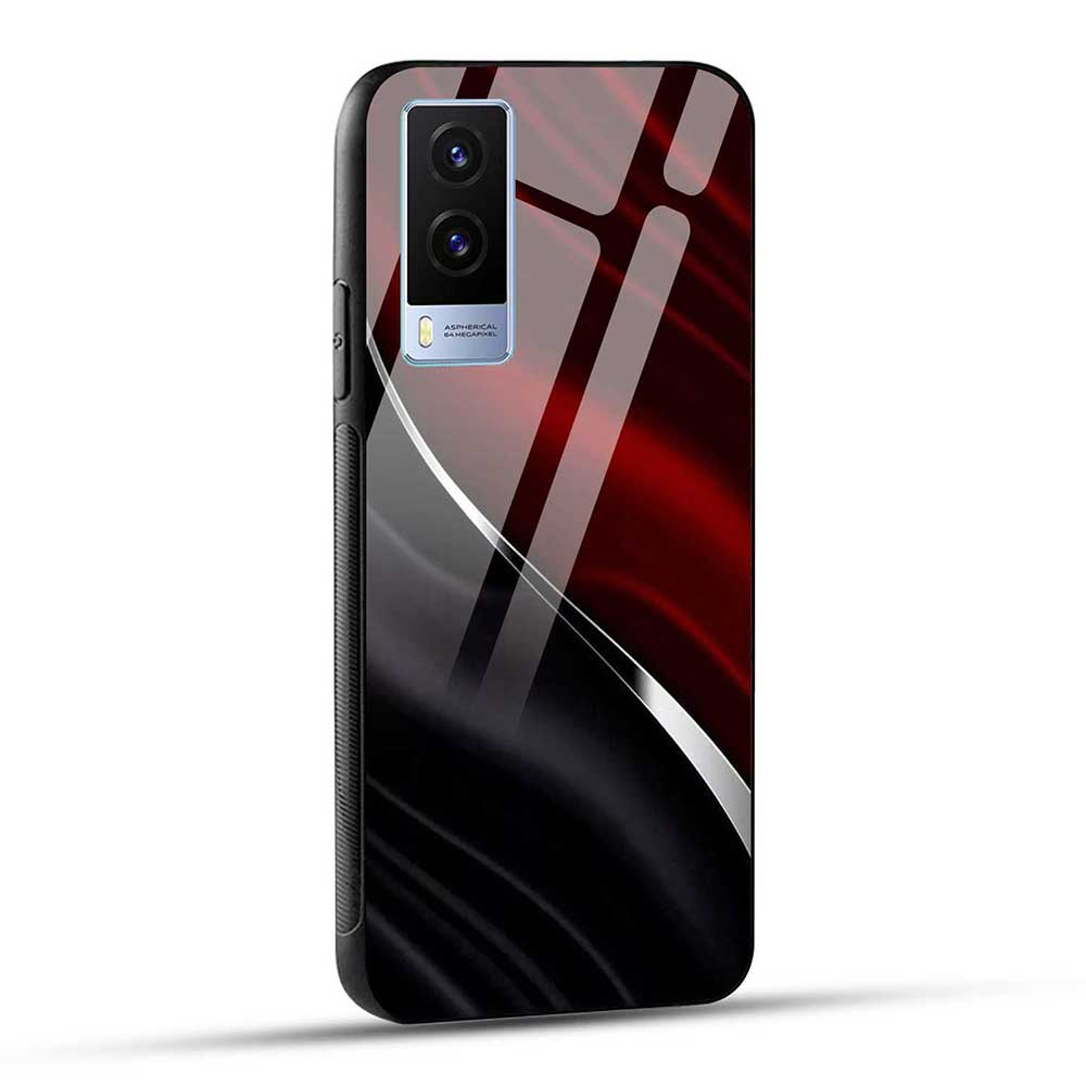 Vivo V21e 5G Back Cover Red and Blue Pattern Glass Case