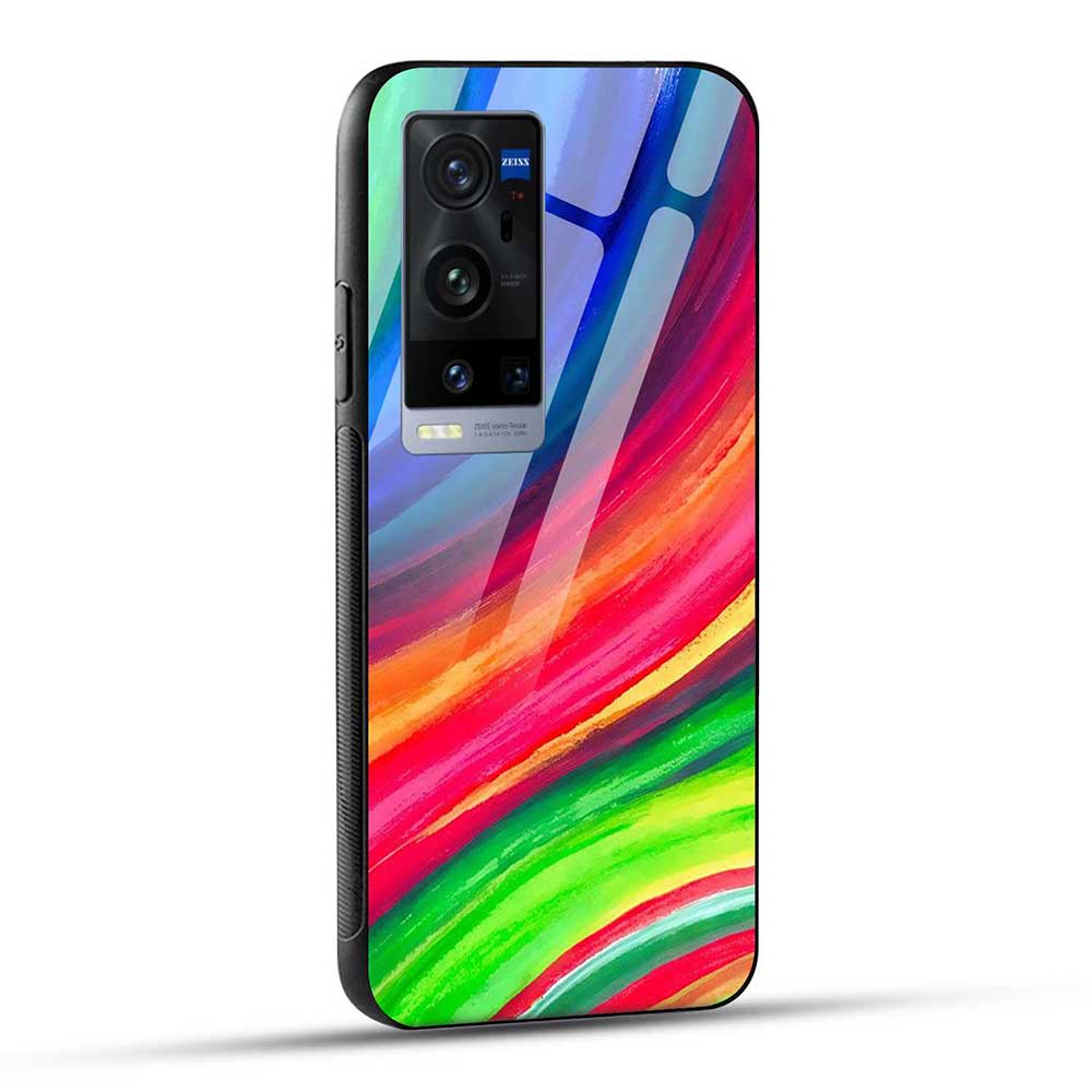 Vivo X60 Pro Plus Back Cover Colourful Texture Rainbow Glass Case