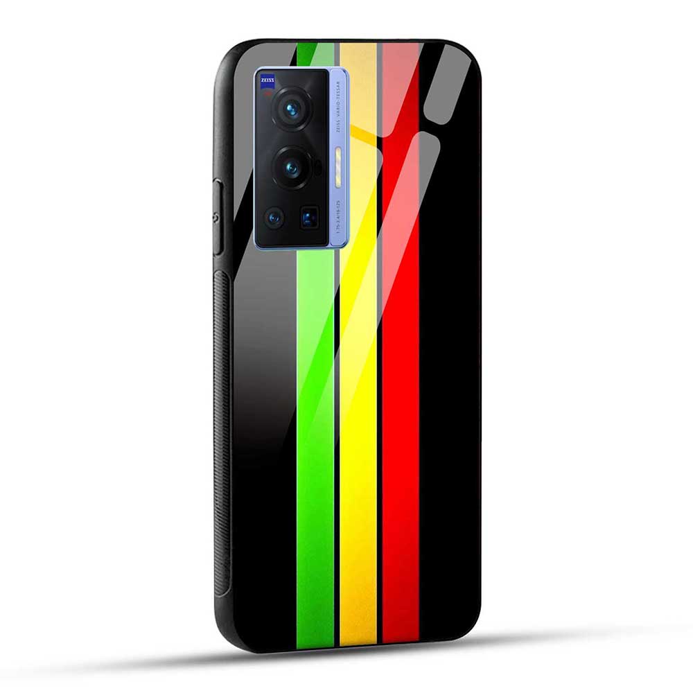 VIVO X70 Pro Back Cover Green Yellow Red Lines Glass Case