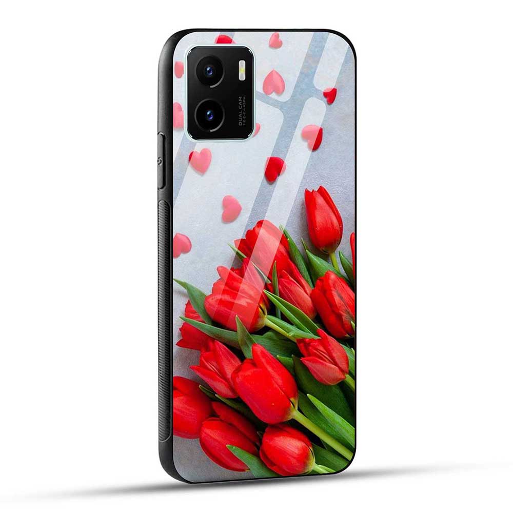 VIVO Y15s / VIVO Y15c / VIVO Y01 Back Cover Red Flowers Slimfit Glass Case