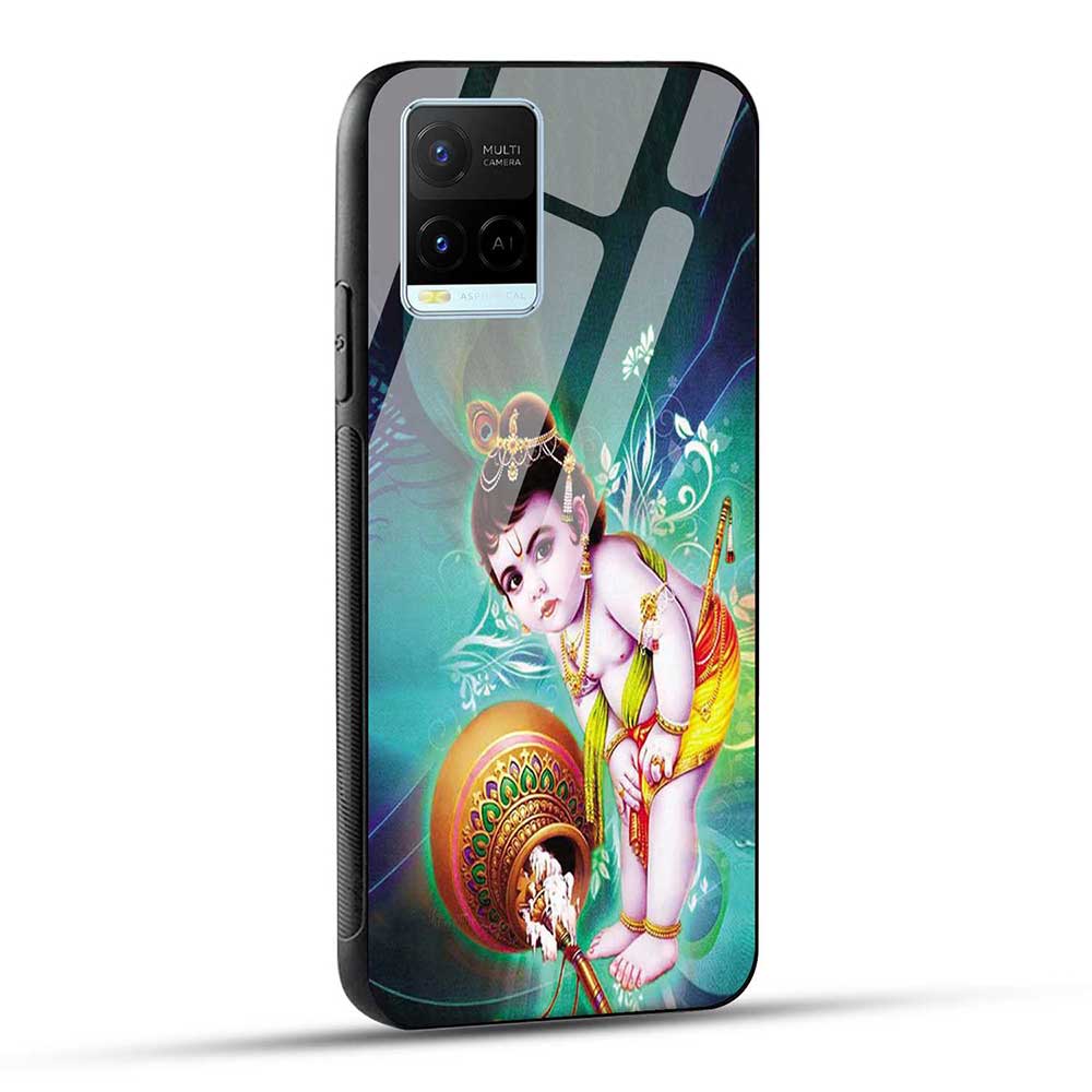 Vivo Y21 2021 / Vivo Y33s / Vivo Y21T / Vivo Y33T / Vivo T1x / VIVO Y21A / VIVO Y21G Back Cover Baal Shrikrishna Glass Case