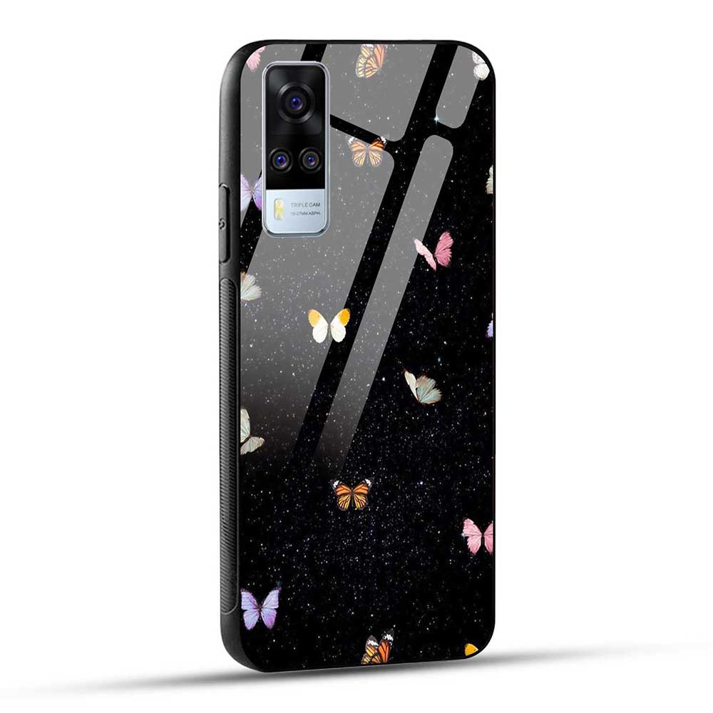 Vivo Y51 2020 / Vivo Y31 2021 / Vivo Y31 2020 / Vivo Y51A / VIVO Y53s Back Cover Butterflys in The Sky Glass Case