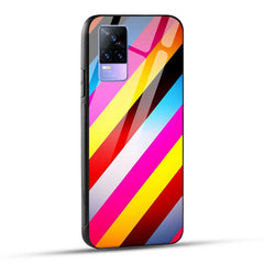 Vivo Y73 Back Cover colourfull Stripes Glass Case