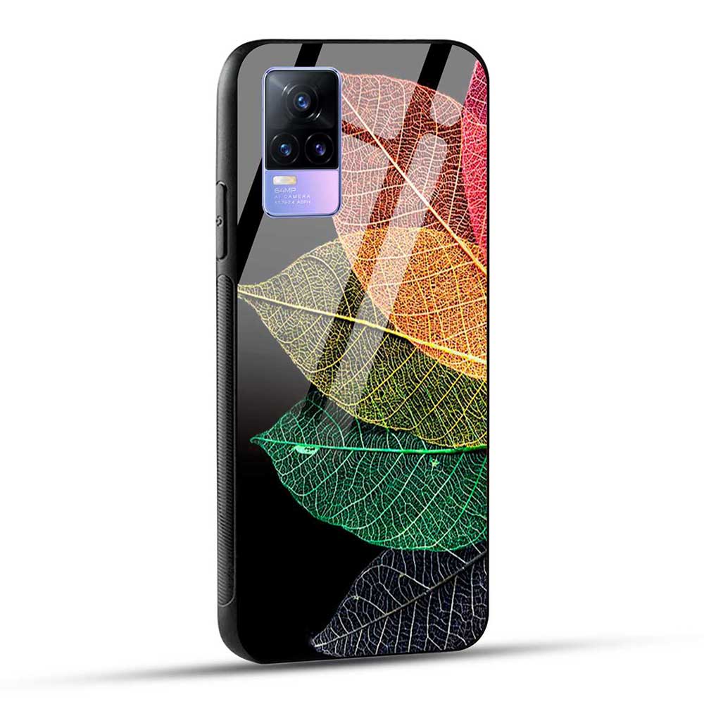 Vivo Y73 Back Cover Colorful Leaf Glass Case