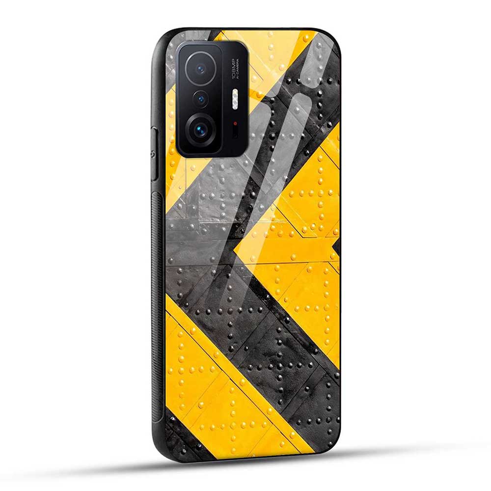 Xiaomi  11T PRO 5G Back Cover Yellow Black Trending Glass Case
