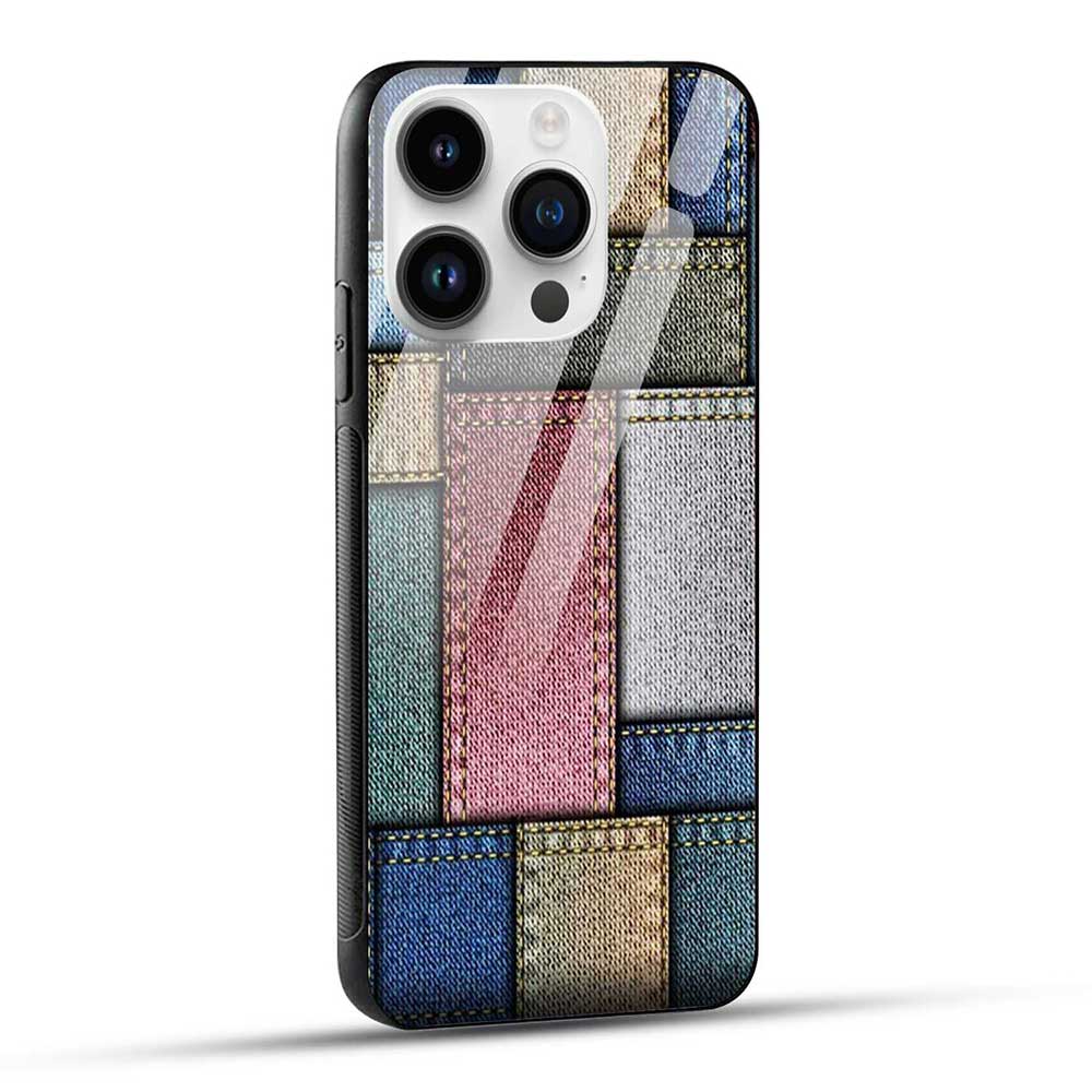 iPhone 14 Pro Back Cover Seamless Denim Texture Glass Case