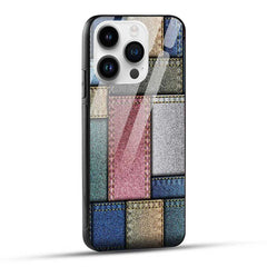 iPhone 14 Pro Back Cover Seamless Denim Texture Glass Case