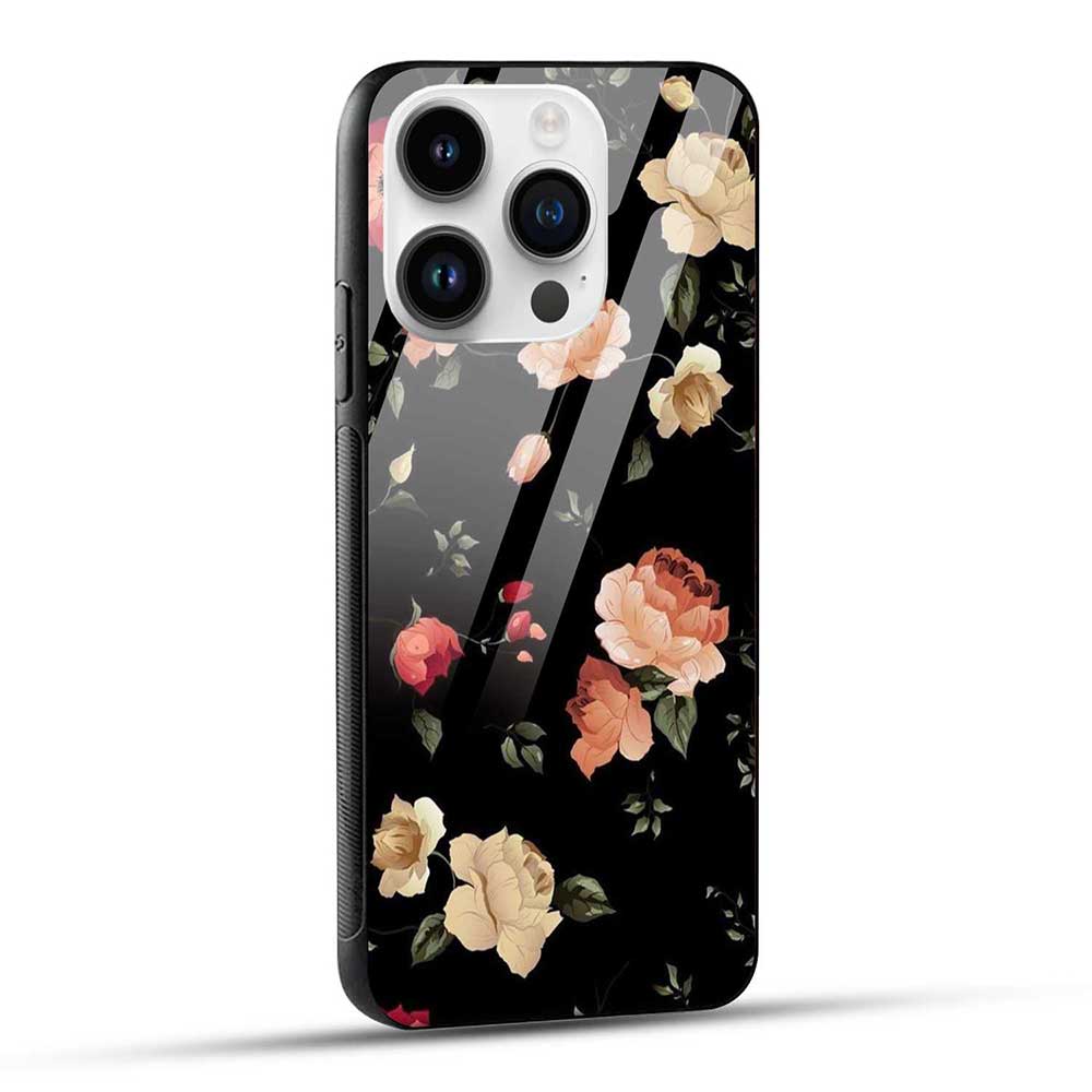 iPhone 14 Pro Back Cover Flowers Froral Glass Case